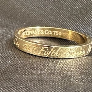 Tiffany 18k Gold Notes Ring Size 7